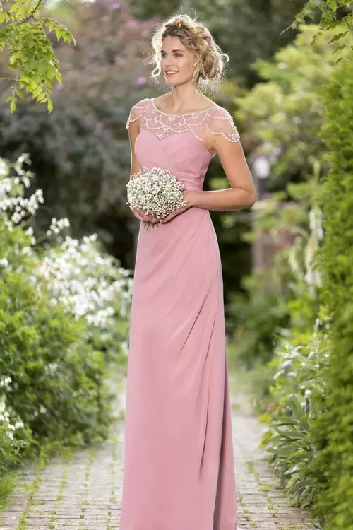 M656 Art Deco Style Beaded Bridesmaids Dress True Bridesmaids